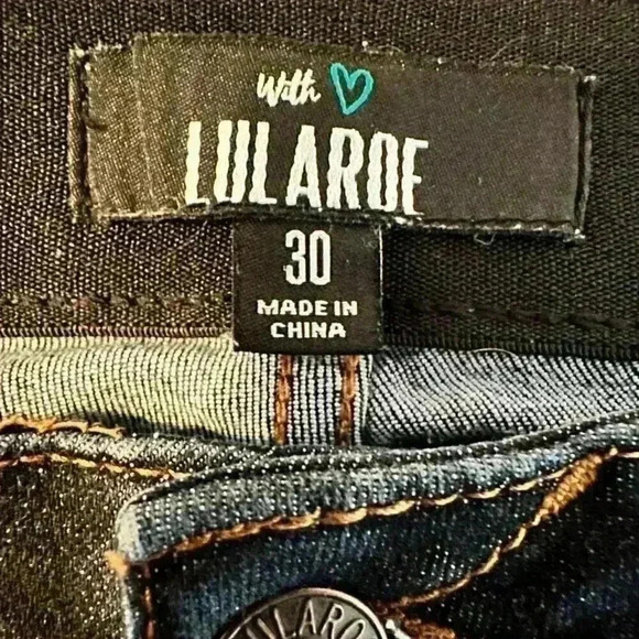 LULAROE Magic Waist Stretch Dark Wash Cuffed Jeans Style L-161367 Size 30 - Picture 8 of 10